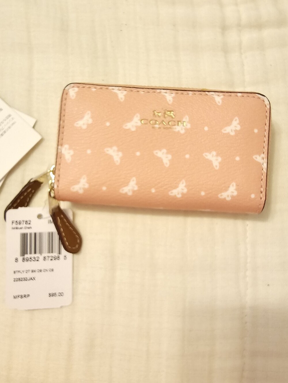 Coach Double Zip Coin Case in Butterfly Dot Print Coated Canvas. Style F59782
